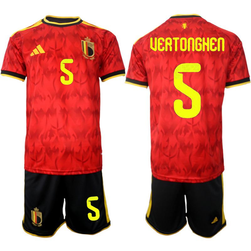 Men 2026 World Cup National Team Belgium home red #5 Soccer Jersey->belgium->Soccer Club Jersey